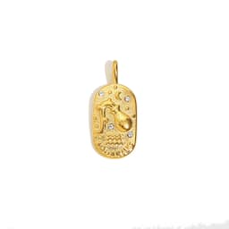 E.B.belle Trendy Personality Square Stainless Steel Pendant Embossment 12 Constellation Sign PVD Gold-plating Necklace For Women