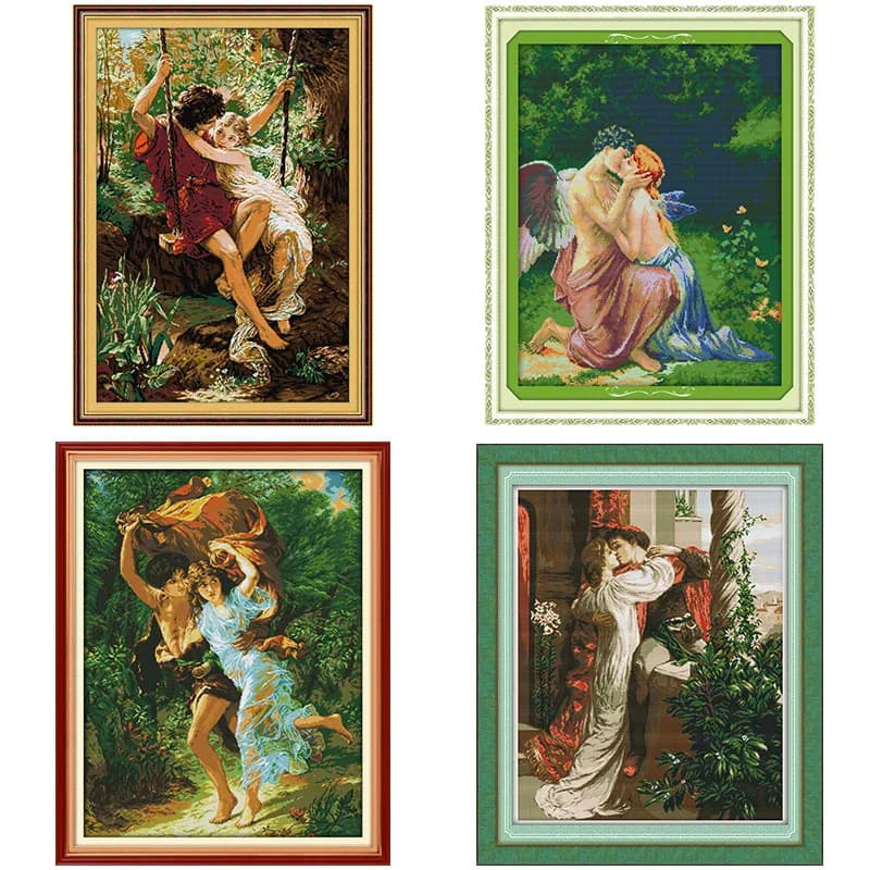 Couple Character Series Cross Stitch Kit Aida 14CT White 11CT Printing DIY Needlework Embroidery Set Home Decorative Painting