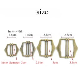 3 Pcs/pack Metal Two Slides Tri-Glide Buckles for Suit Vest Shoulder Leather Bag Strap Belt Slider Adjustment Rectangle Buckle