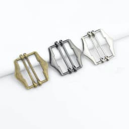 3 Pcs/pack Metal Two Slides Tri-Glide Buckles for Suit Vest Shoulder Leather Bag Strap Belt Slider Adjustment Rectangle Buckle