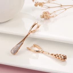Kinel Full Sparkling Natural Zircon Long Dangle Earrings for Women 585 Rose Gold Color Party Fine Daily Fashion Jewelry 2023