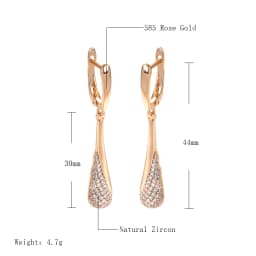 Kinel Full Sparkling Natural Zircon Long Dangle Earrings for Women 585 Rose Gold Color Party Fine Daily Fashion Jewelry 2023