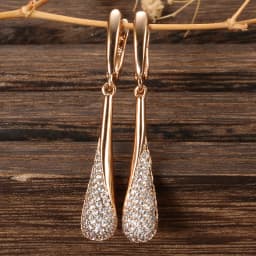 Kinel Full Sparkling Natural Zircon Long Dangle Earrings for Women 585 Rose Gold Color Party Fine Daily Fashion Jewelry 2023