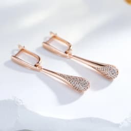 Kinel Full Sparkling Natural Zircon Long Dangle Earrings for Women 585 Rose Gold Color Party Fine Daily Fashion Jewelry 2023