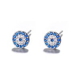 Retro Turkish Devil's Evil Eye Earrings Blue Eye Clear CZ Crystal Stud Earrings for Women Wedding Jewelry Brincos