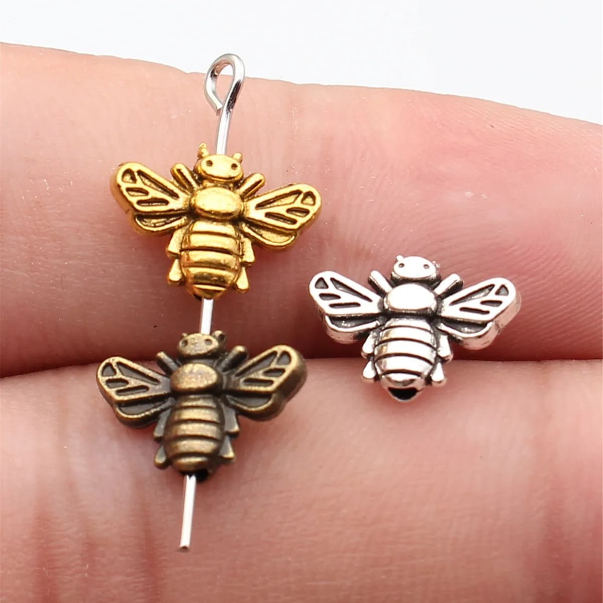 WYSIWYG 20pcs 12x8mm Antique Silver Color Antique Bronze Color Antique Gold Color Bee Beads For Making DIY Jewelry Findings
