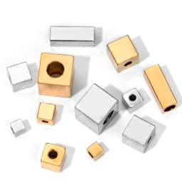 20Pcs 3 4 5 6 8mm Gold Silver tone Stainless Steel Cube Spacer Beads Square Loose Beads for DIY Bracelet Jewelry Making Material