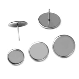 Stainless Steel Fit 8mm 10mm 12mm 14mm 16mm 18mm 20mm Earring Base Cabochon Ear Setting Plated Round Cameo Blank Tray Plug