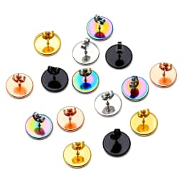 Stainless Steel Fit 8mm 10mm 12mm 14mm 16mm 18mm 20mm Earring Base Cabochon Ear Setting Plated Round Cameo Blank Tray Plug