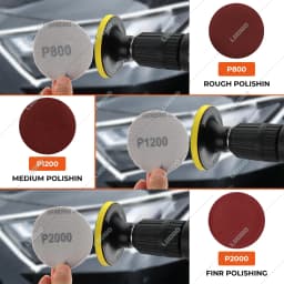 Car Waxing Sponge Pad Polishing Kit Auto Detailing Sandpaper Buffing Sanding Disc Polisher Drill Adapter Headlight Restoration
