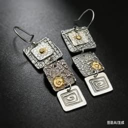 Punk Geometric Carved Square Dangle Earrings Women Tribal Jewelry Vintage Metal Handmade Long Hook Earrings Gift
