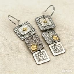 Punk Geometric Carved Square Dangle Earrings Women Tribal Jewelry Vintage Metal Handmade Long Hook Earrings Gift