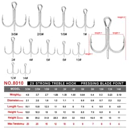 PROBEROS 10Pcs/lot Saltwater Fishing Hooks Treble Hooks 1#-2#-4#-6#-8#-10#-12#-14#-1/0#-2/0#-3/0# High-Carbon Steel Fishhooks