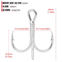 PROBEROS 10Pcs/lot Saltwater Fishing Hooks Treble Hooks 1#-2#-4#-6#-8#-10#-12#-14#-1/0#-2/0#-3/0# High-Carbon Steel Fishhooks