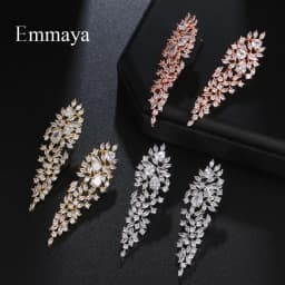 Emmaya New Fashion Charming Leaves Shape Elegant Zirconia Earring For Women And Girls Popular Ornament Wedding Party Dress-Up