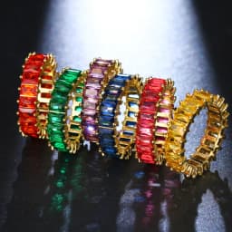 Luxury Cubic Zirconia Rings For Women Fashion Red Blue Copper Plated Finger Rings Zircon Statement Wholesale Bulk Jewelry 2021