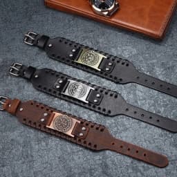 Retro Wide Leather Pirate Compass Bracelet for Men Celtic Viking Compass Bracelet Jewelry Male Accessories Gifts To Boyfriend