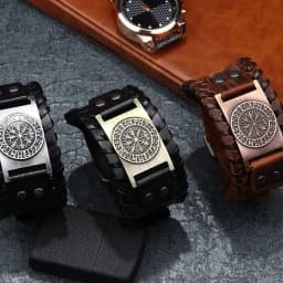 Retro Wide Leather Pirate Compass Bracelet for Men Celtic Viking Compass Bracelet Jewelry Male Accessories Gifts To Boyfriend