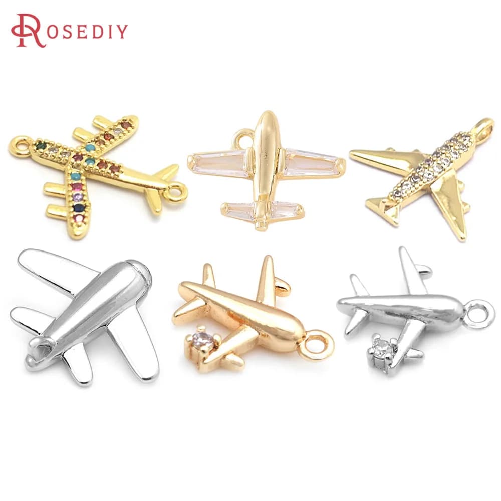 18K Gold Color Airplane Bicycle Tower Windmill Charms Pendants High Quality Diy Jewelry Making Necklace Earrings Accessories