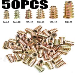 50Pcs Zinc Alloy Thread For Wood Insert Nut M4 M5 M6 M8 Flanged Hex Drive Head Furniture Nuts Kit Bolts and Nuts