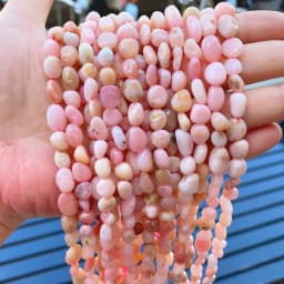 6-8mm Natual Irregular Pink Opal Stone Beads Smooth Loose Spacer Beads For DIY Jewelry Making Bracelet Necklace Accessories 15''
