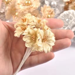 2 Bouquet Mini Golden/Silver Artificial Plant Flowers Christmas Wedding Cake Gift Box DIY Wreath Deco Supplies cp3091