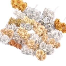 2 Bouquet Mini Golden/Silver Artificial Plant Flowers Christmas Wedding Cake Gift Box DIY Wreath Deco Supplies cp3091