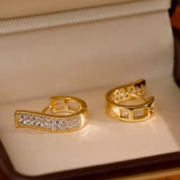 New Fashion Geometric Hoop Earrings For Women Two Row Crystal Zircon Stone Paved Tiny Huggies Female Trendy Earring Accessories