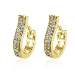 New Fashion Geometric Hoop Earrings For Women Two Row Crystal Zircon Stone Paved Tiny Huggies Female Trendy Earring Accessories