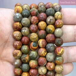 Natural Faceted Picasso Jaspers Round Loose Spacer Beads DIY Bracelets for Jewelry Making 15'' Inch 4/6/8/10/12mm