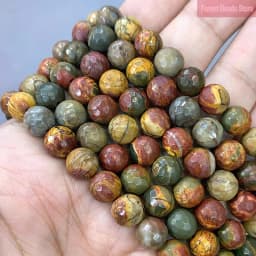 Natural Faceted Picasso Jaspers Round Loose Spacer Beads DIY Bracelets for Jewelry Making 15'' Inch 4/6/8/10/12mm
