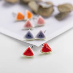 Quarter watermelon cute cartoon fruit Ceramic Earrings Fashion Gift Ear Studs Jewelry Wholesale For Women Girl #LY536