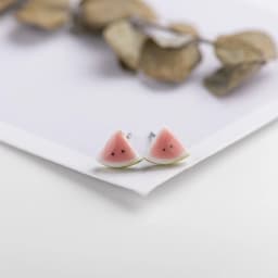 Quarter watermelon cute cartoon fruit Ceramic Earrings Fashion Gift Ear Studs Jewelry Wholesale For Women Girl #LY536
