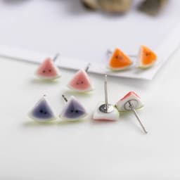 Quarter watermelon cute cartoon fruit Ceramic Earrings Fashion Gift Ear Studs Jewelry Wholesale For Women Girl #LY536