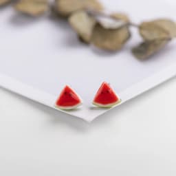 Quarter watermelon cute cartoon fruit Ceramic Earrings Fashion Gift Ear Studs Jewelry Wholesale For Women Girl #LY536