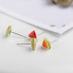 Quarter watermelon cute cartoon fruit Ceramic Earrings Fashion Gift Ear Studs Jewelry Wholesale For Women Girl #LY536