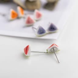 Quarter watermelon cute cartoon fruit Ceramic Earrings Fashion Gift Ear Studs Jewelry Wholesale For Women Girl #LY536