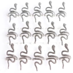 10pcs/lot Men Retro Punk Snake Rings For Women Antique Siver Color Opening Adjustable Jewelry Party Gifts