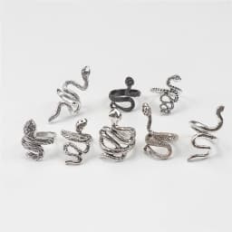10pcs/lot Men Retro Punk Snake Rings For Women Antique Siver Color Opening Adjustable Jewelry Party Gifts