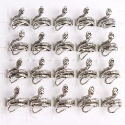 10pcs/lot Men Retro Punk Snake Rings For Women Antique Siver Color Opening Adjustable Jewelry Party Gifts