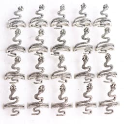 10pcs/lot Men Retro Punk Snake Rings For Women Antique Siver Color Opening Adjustable Jewelry Party Gifts