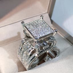 925 sterling silver high quality white zircon diamond ring geometric three-dimensional diversified ring suitable for couple