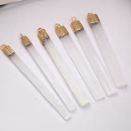 1PC White Selenite Plaster Pendant Rectangle Natural Semi-precious Stone Charms for DIY Necklace Making Jewelry Findings