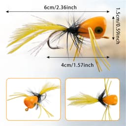 5Pcs Bass Foam floating Popper Jig head Fly Fishing Lure Topwater Panfish Bluegill Bugs Assorted Poppers Artificial Bait Tackle