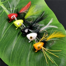 5Pcs Bass Foam floating Popper Jig head Fly Fishing Lure Topwater Panfish Bluegill Bugs Assorted Poppers Artificial Bait Tackle