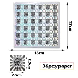 2.5x2.5cm Silver laser Stickers with QR Code Authentic Security seal Holographic warranty void stickers Secure anti-fake label