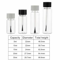 5/10Pcs 5ml 10ml 15ml 20ml 30ml Plastic Nail Polish Bottles Empty Cosmetic Containers Clear Liquid Sample Bottle With Brush