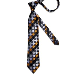 New Fashion Plaid Men's Tie Set High Quality 8cm Width Neck Tie Handkerchief Cufflinks Business Wedding Tie Gift For Men