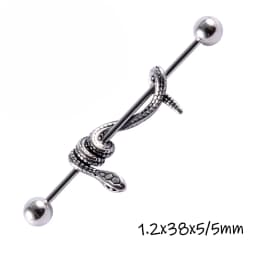 1PC Surgical Steel Industrial Barbell Ring Women Men Snake Straight Cartilage Earring Helix Unisex Ear Body Piercing Jewelry 14G