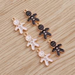 10pcs 11*17mm Enamel Gingerbread Man Charms Pendants for Necklaces Earrings DIY Cartoon Crystal Charms Jewelry Handmade Crafting